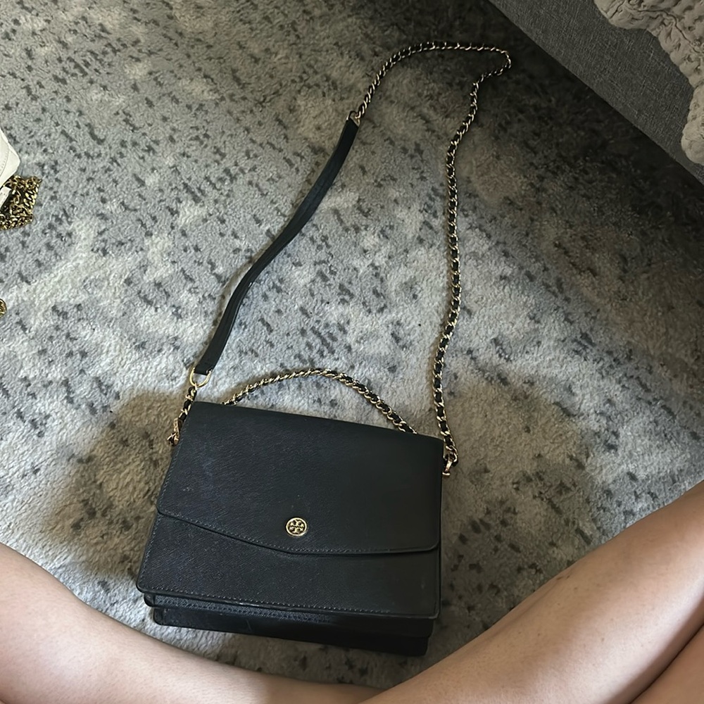 Tory Burch black and gold crossbody